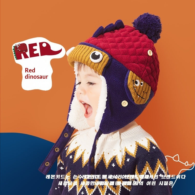 Fleece-lined Childrens Lei Feng Cap With Earflaps
