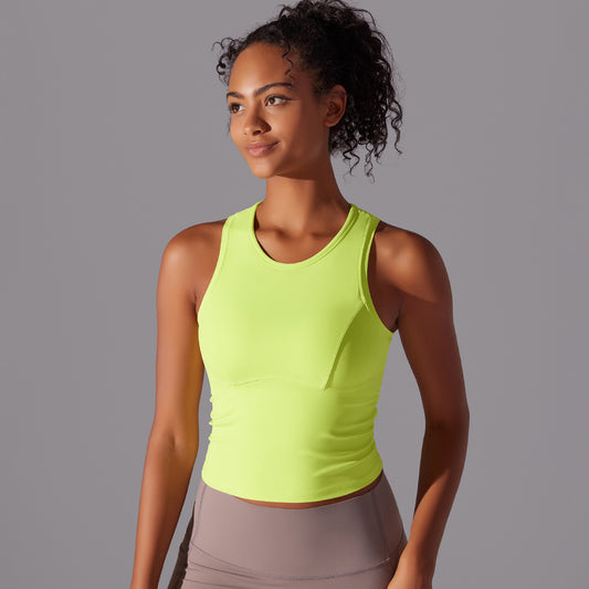 Women's Long High Elastic Sports Vest With Chest Pad