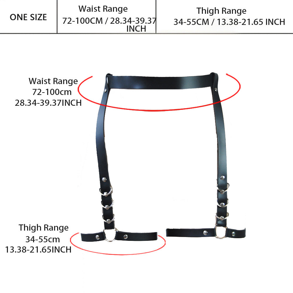 Womens Sensual Leather Belt With Leg Loops For Bondage