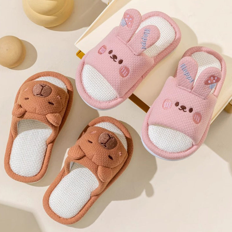 Children's Linen Slippers All-Season Cartoon Animal Style Casual