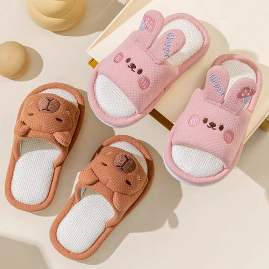 Children's Linen Slippers All-Season Cartoon Animal Style Casual