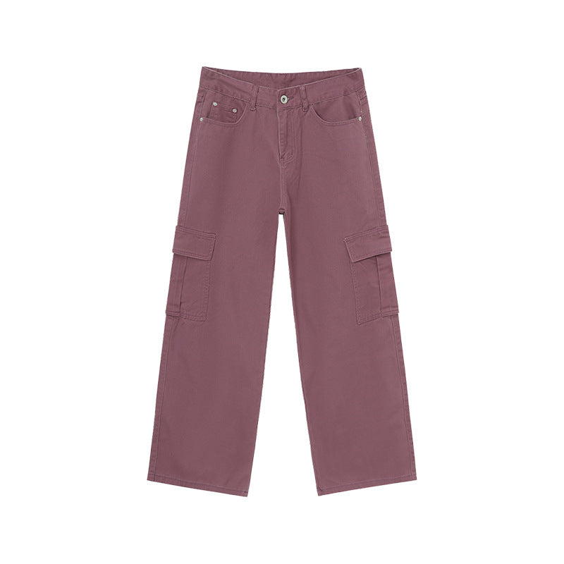 Large Pocket Wide-leg Overalls Casual Jeans
