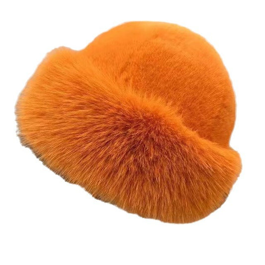 Fur Fashion Bucket Hat Mink-like Women