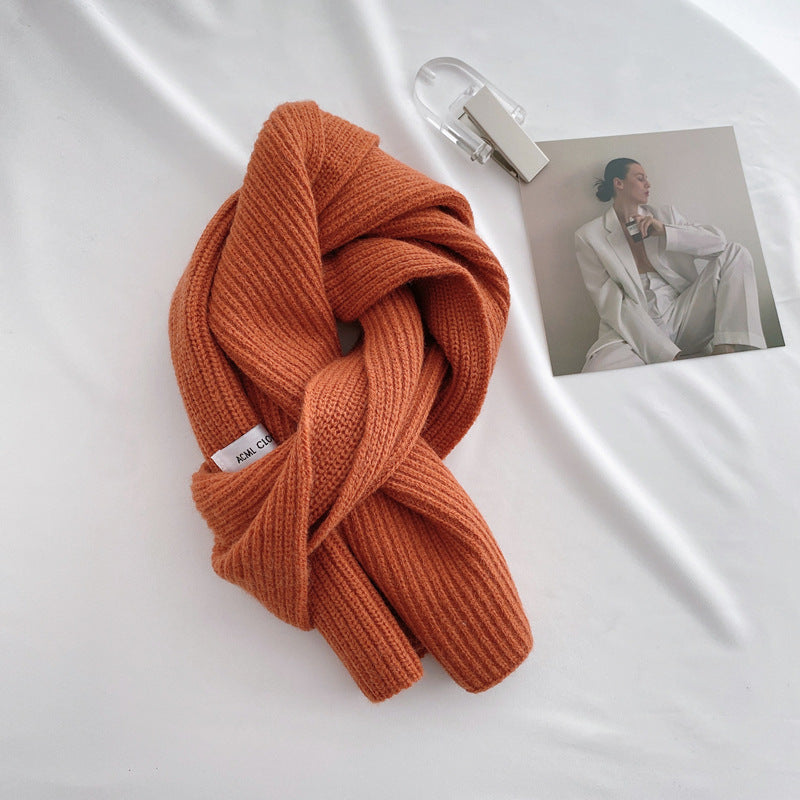 Women's Monochrome Thick Wool Knitted Scarf