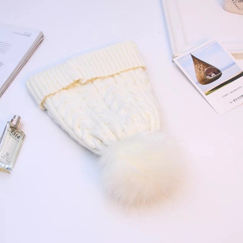 Cashmere Double-layer Wool Outdoor Warm Knitted Hat