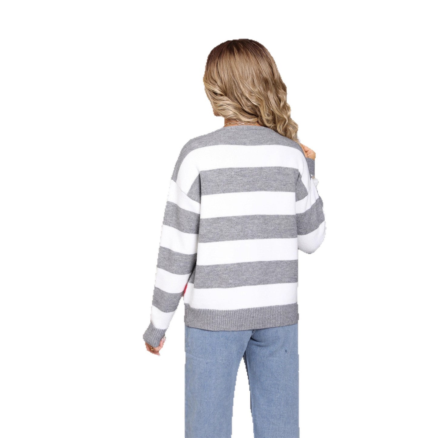 Love Sweater Lace Cardigan Color Matching Knitted Coat