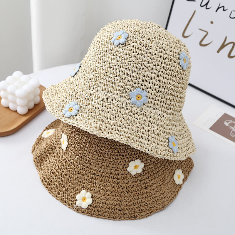 Sweet Cute Little Blue Flower Female Big Brim Seaside