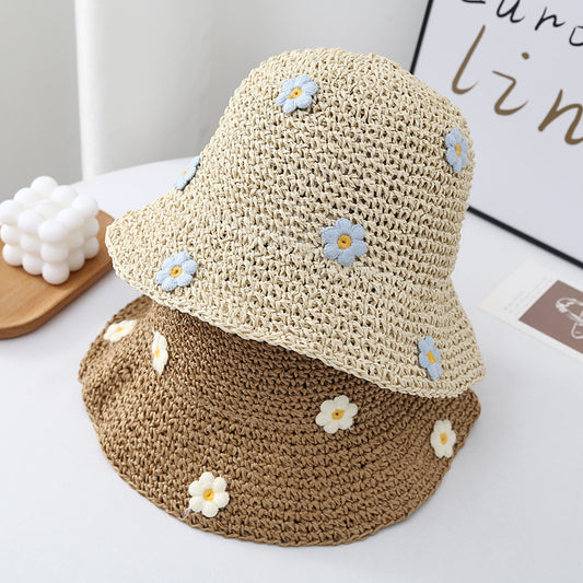 Sweet Cute Little Blue Flower Female Big Brim Seaside