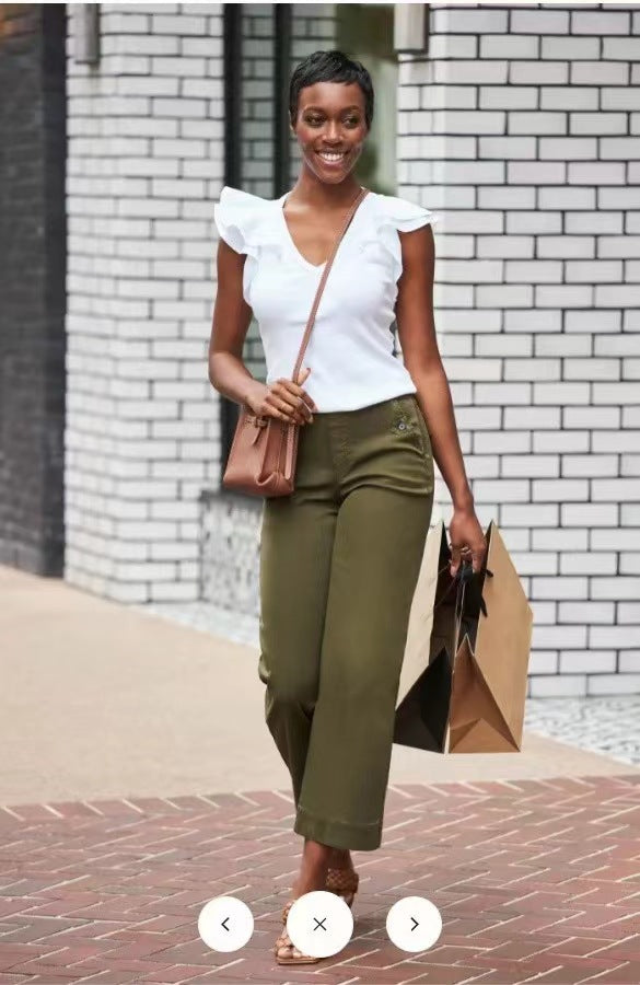 Fashion All-matching Bootleg Pants Slim Fit Slimming Draping Effect Casual Suit Pants