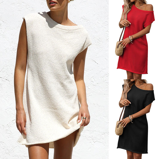 Women's Knitted Sweater Pullover Off-Shoulder Dress
