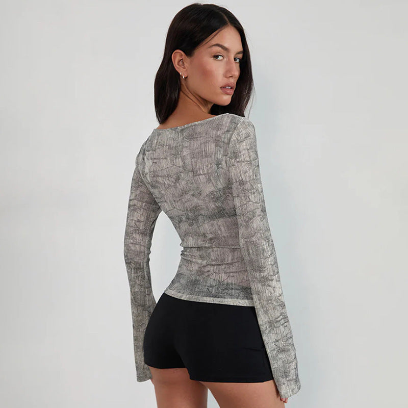 Womens Lightweight Loose-fitting Sexy Animal-print T-shirt Top