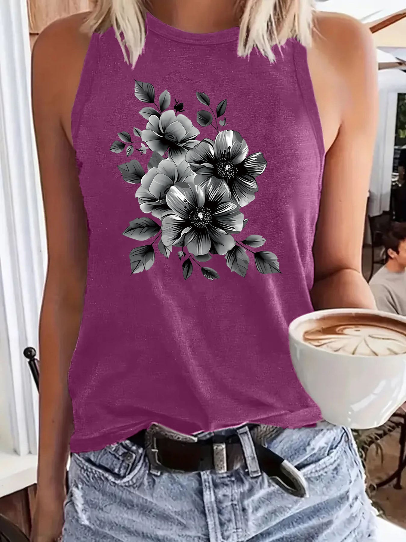 Soft And Comfortable Womens Vest With Floral Design