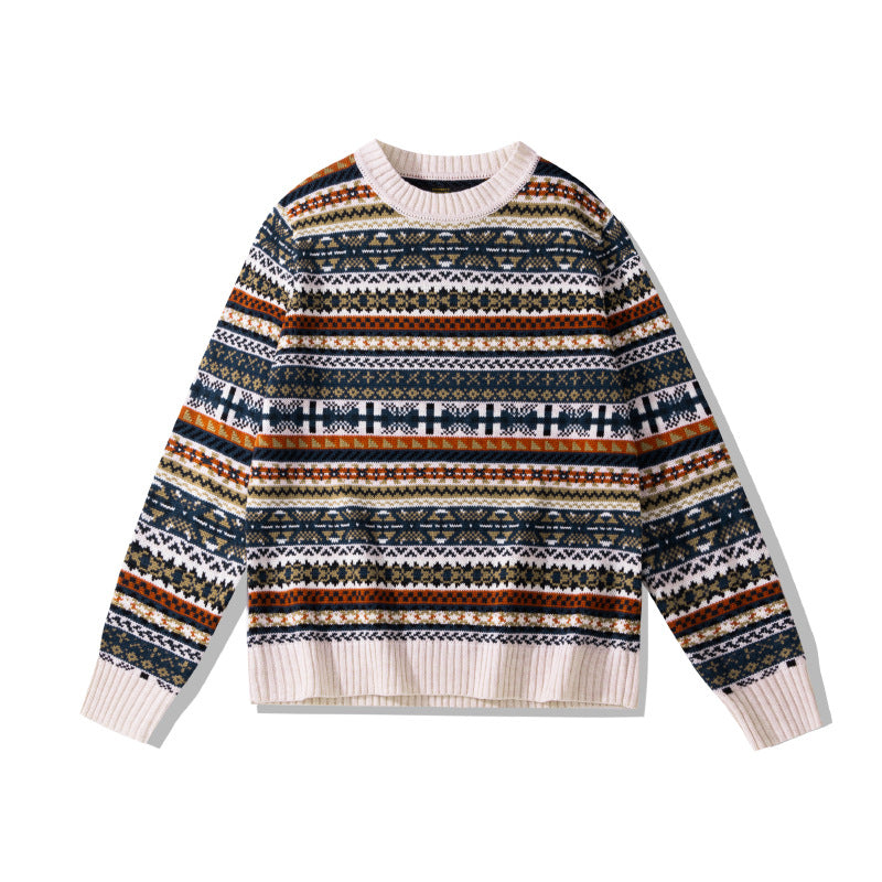 British Retro Crew Neck Pullover Sweater