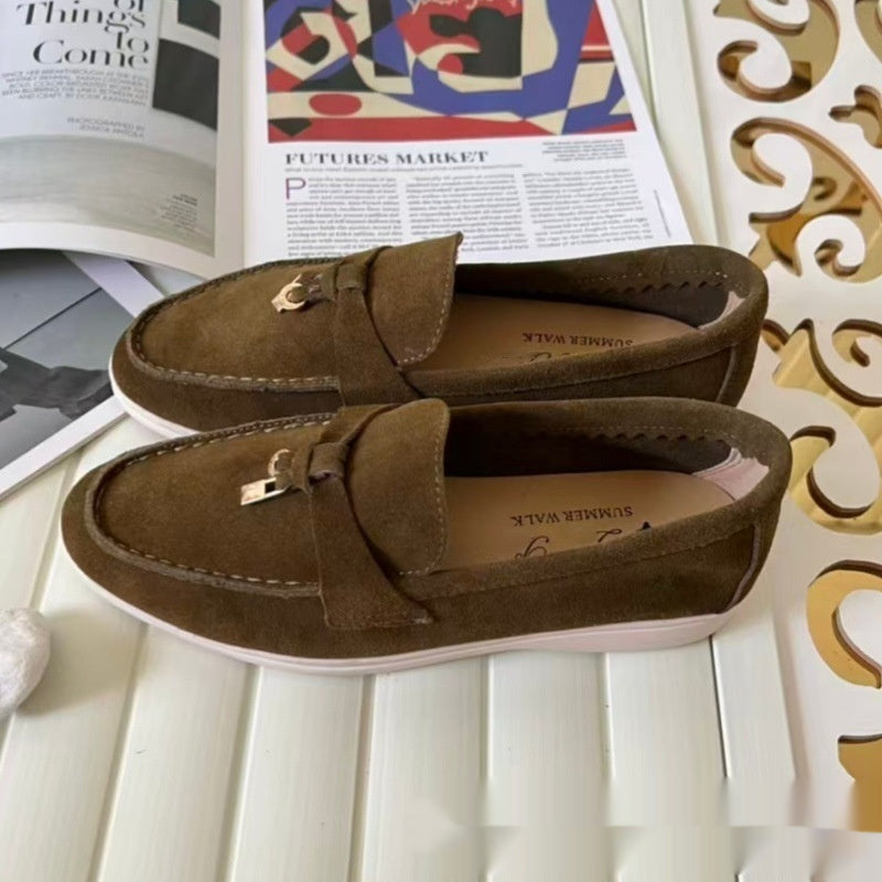 Womens Loafers Spring Summer Flat-Heel British-Style Plus-Size Shoes