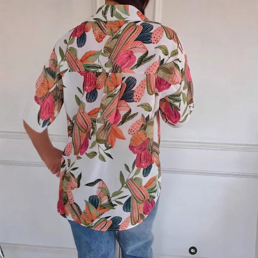 Women's Loose Casual Print Shirt Top