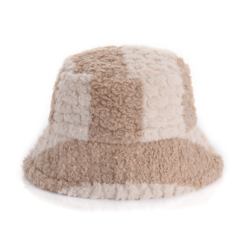 Simulated Rabbit Hair And Lamb Patchwork Personalized Warm Basin Hat