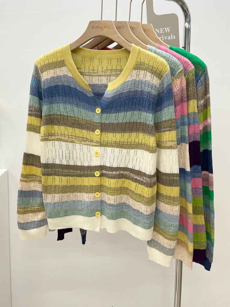 Women's Colorful Sweater Cardigan Spring New V-neck