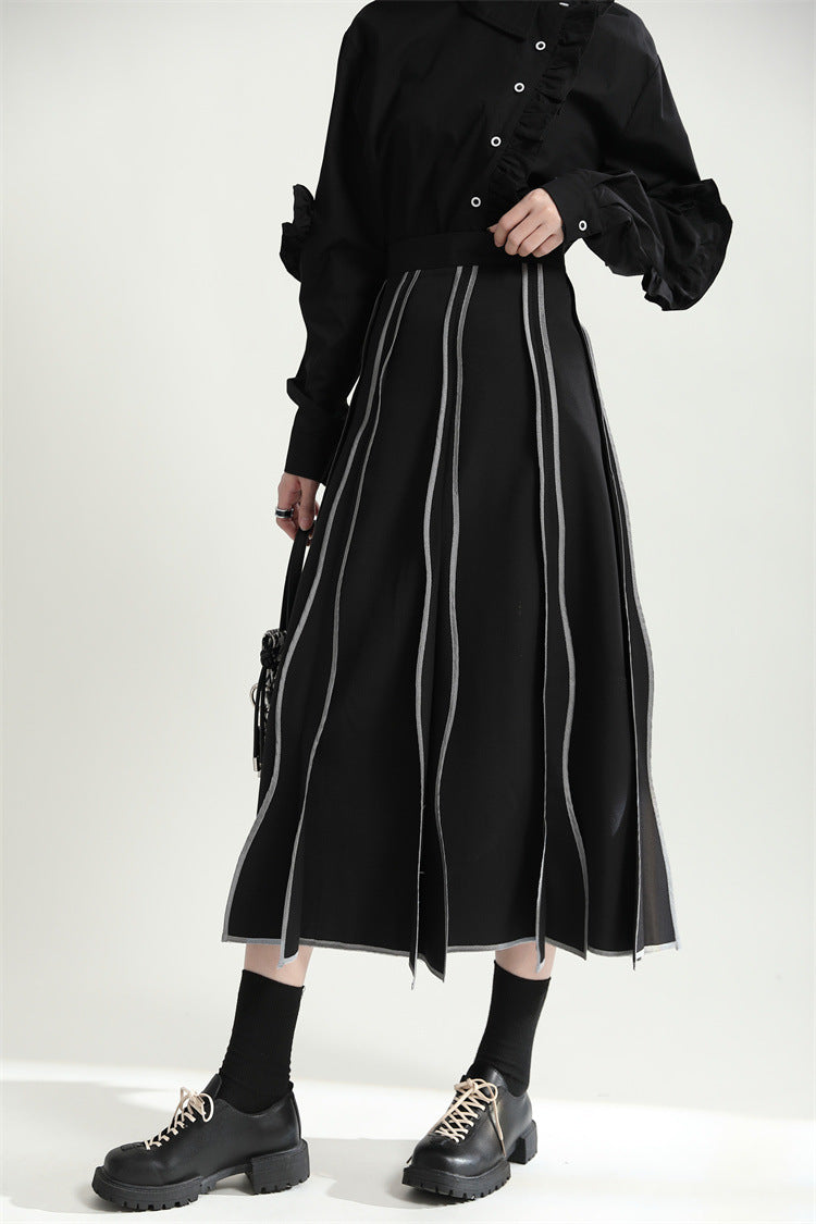 Irregular Flare Retro Drape Simple High Waist A- Line Skirt