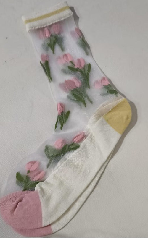 Tulip Fairy Wind Transparent Crystal Glass Silk Women's Socks