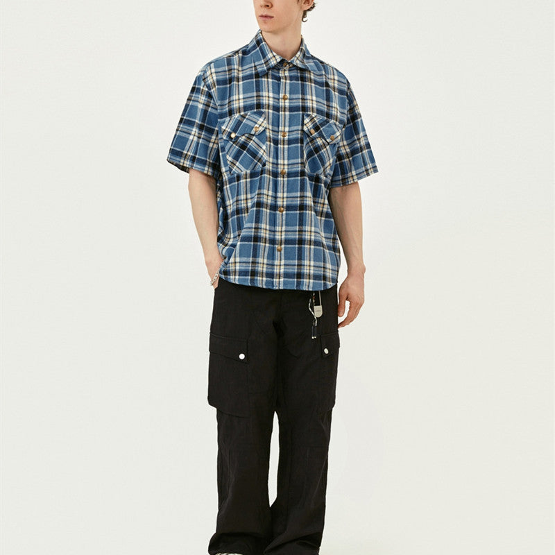 New Summer Design American-style Vintage Plaid Shirt