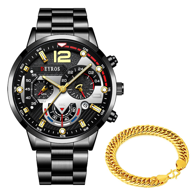 Six-hand Steel Band Quartz Watch Sports Men