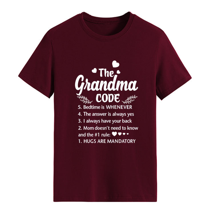 The Grandma Code Round Neck Letter Print Short Sleeves