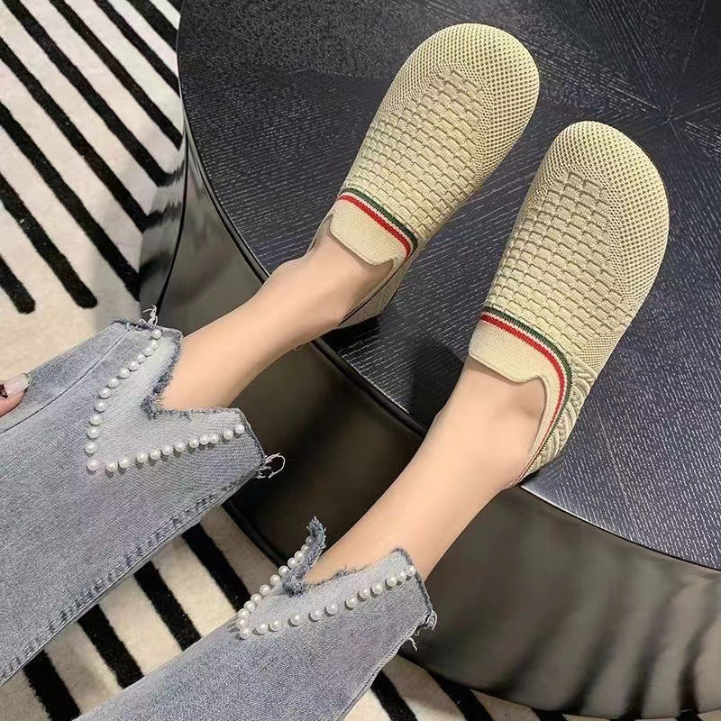 Flyknit-side Casual All-matching Comfortable Non-slip One Pedal Shoes