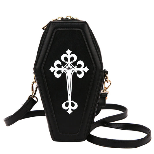 Retro mørk personlighed kors kiste dame Pu skuldertaske