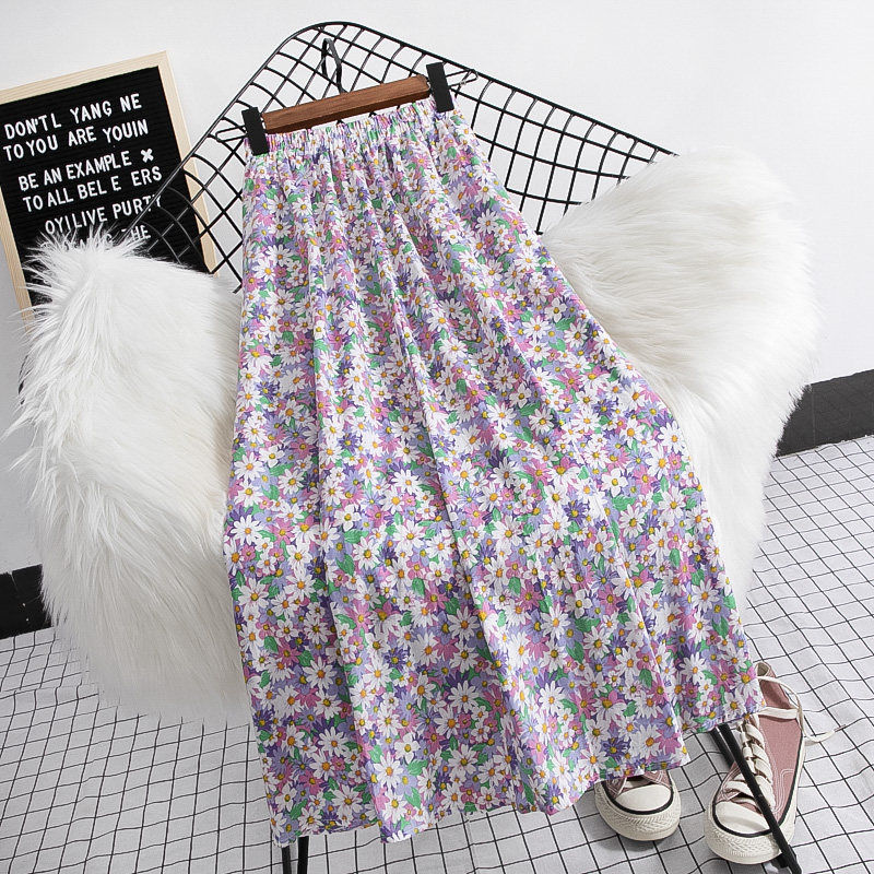 Summer New Plus Size High Waist Chiffon Big Swing Midi Dress