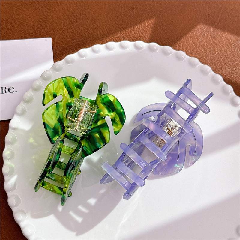 Creative Decorative Colorful Acetate Leaves Barrettes