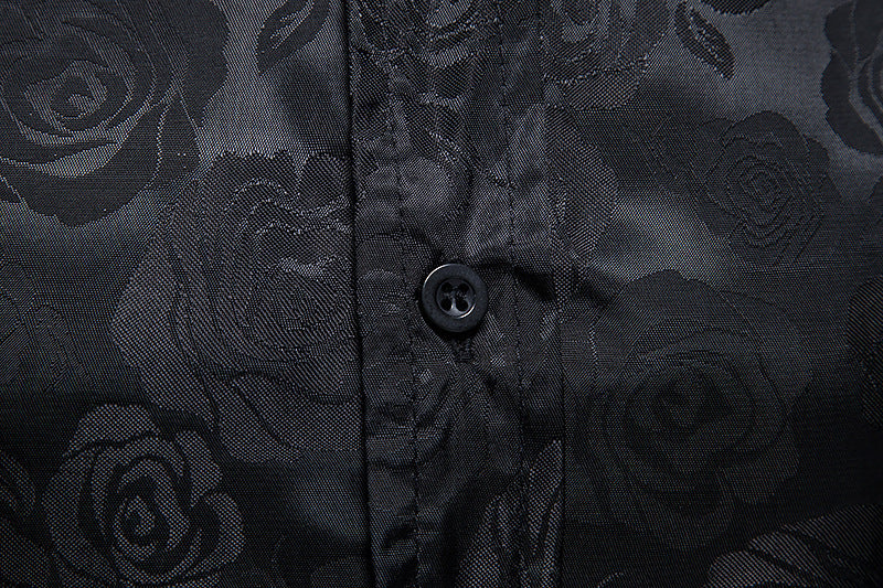 Men's Fashion Rose Print Long Sleeve Shirt