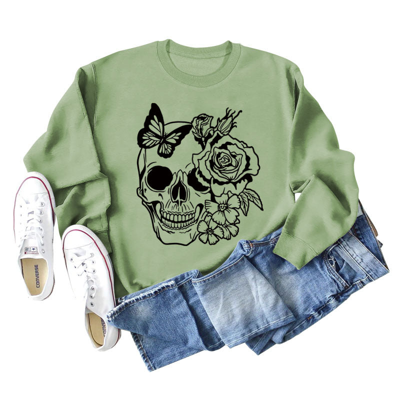 Women's Skull Butterfly Long Sleeved Sweater