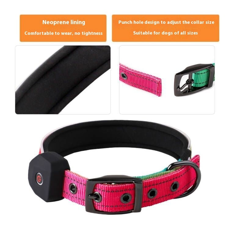 LED Pet Luminous Printing Reflective Stripe USB Charging Shiny Dog Collar