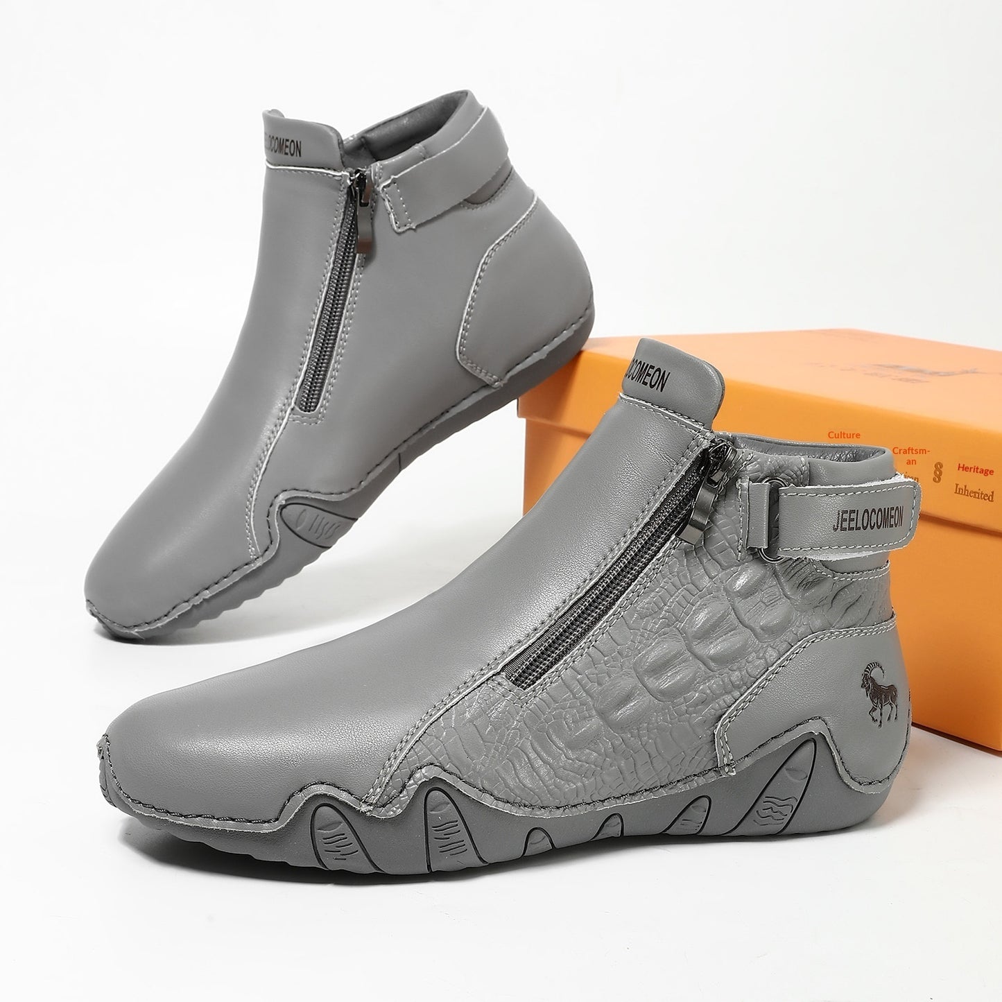 Genuine Leather Plus-Size Cotton Shoes Independent Website High-Top Wear-Resistant Outdoor Casual Shoes