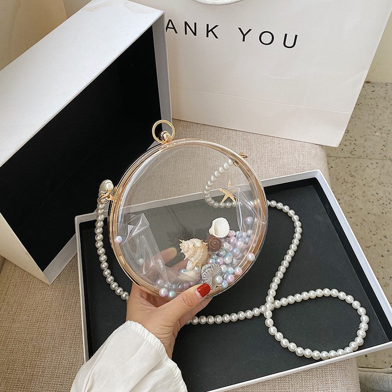 Transparent  Small Bag Jelly Net Red Girl Pearl Chain