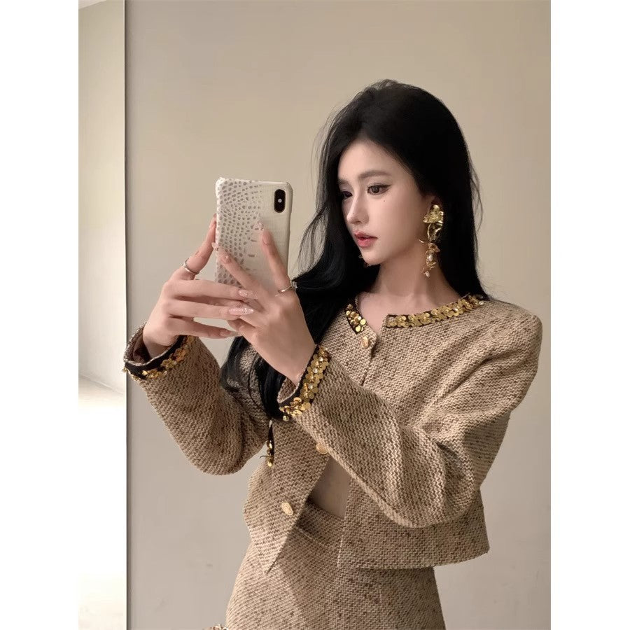 Women's Autumn And Winter Sheath Skirt Two-piece Set
