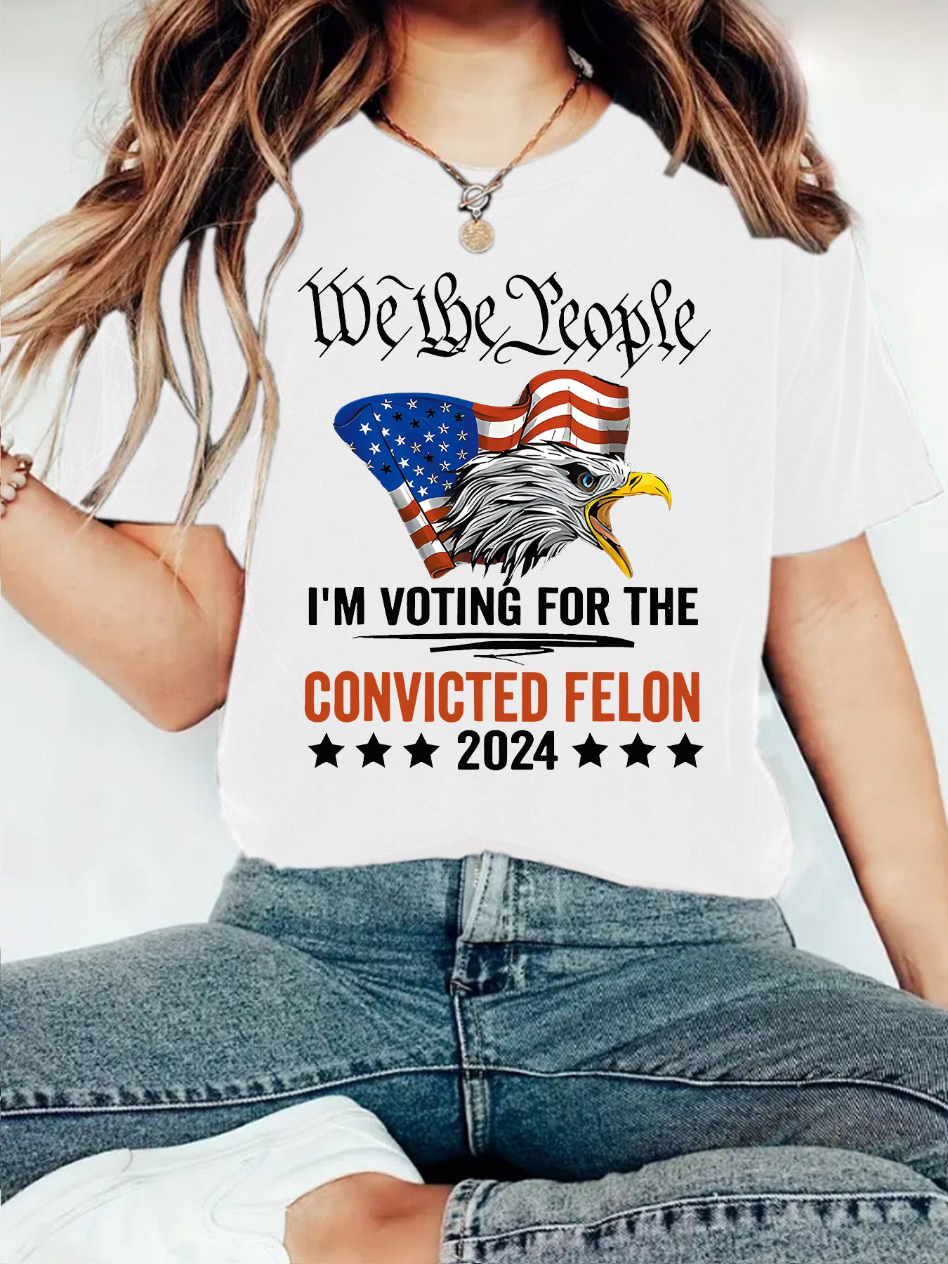 Printed Crew-neck Loose-fit Short-sleeve Plus-size T-shirt
