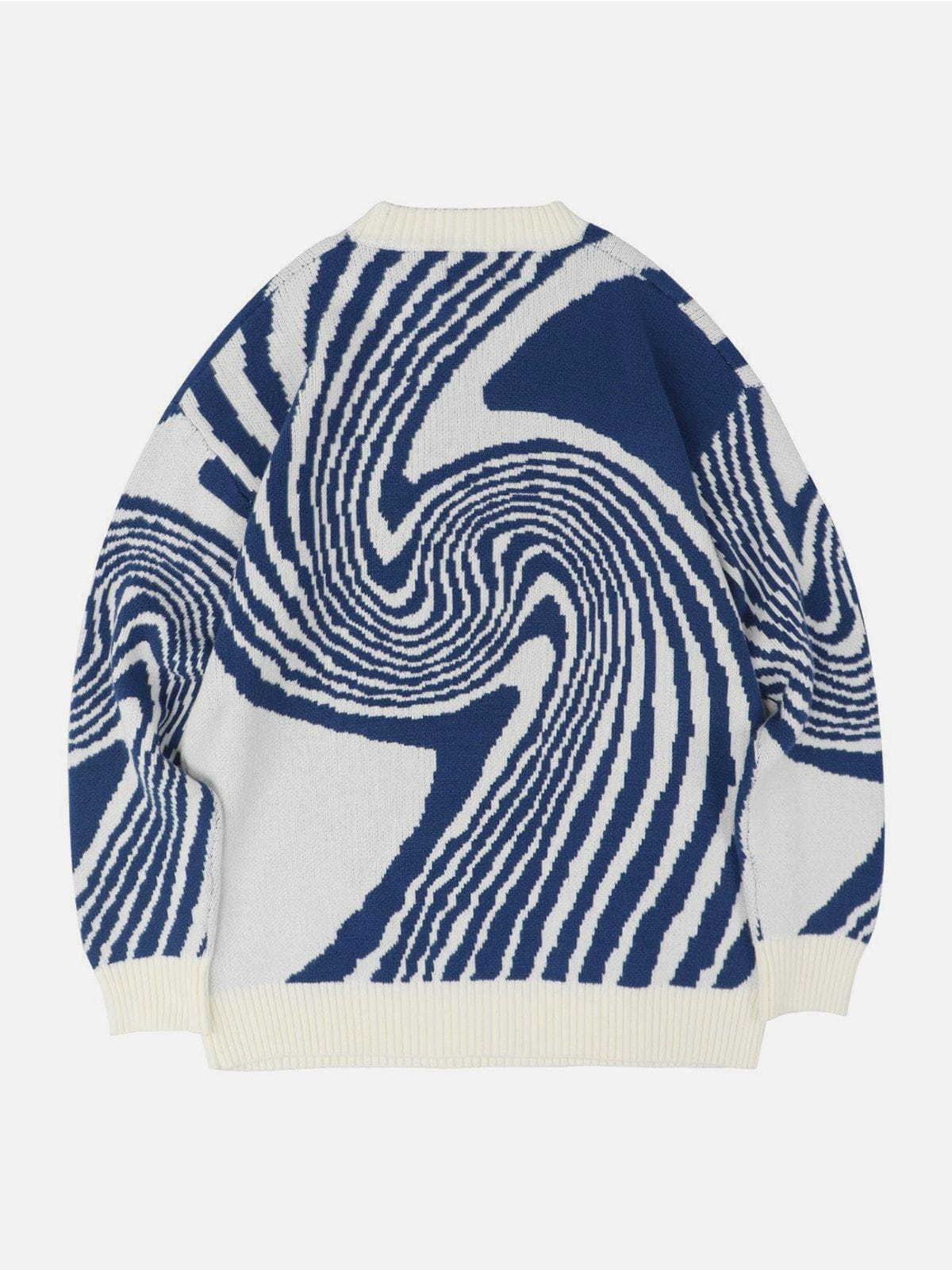 Geometric Ring Jacquard Round Neck Sweater