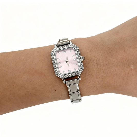 Stylish Square Watch For Women With A Chic Diamond-embellished DesignDIY Customizable