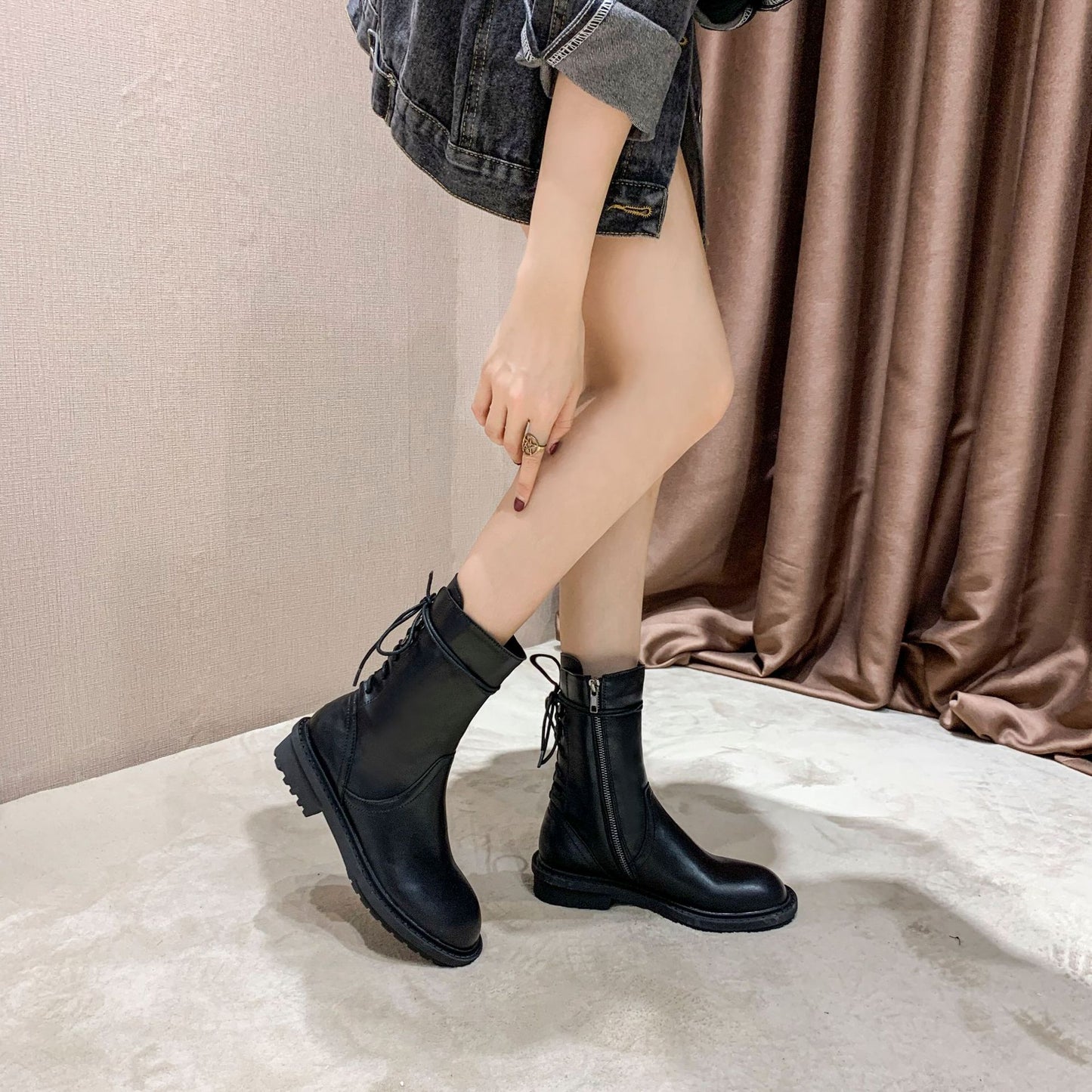 British Style Handsome Street Wild Flat Single Boots