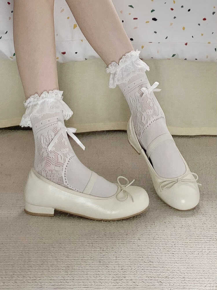 Summer Thin Lace-trimmed Mid-calf Socks