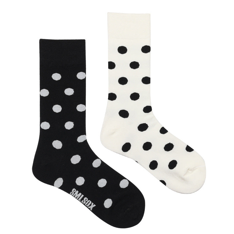 Asymmetrical Color Retro Personality Male And Female Couple Mid-length Cotton Socks