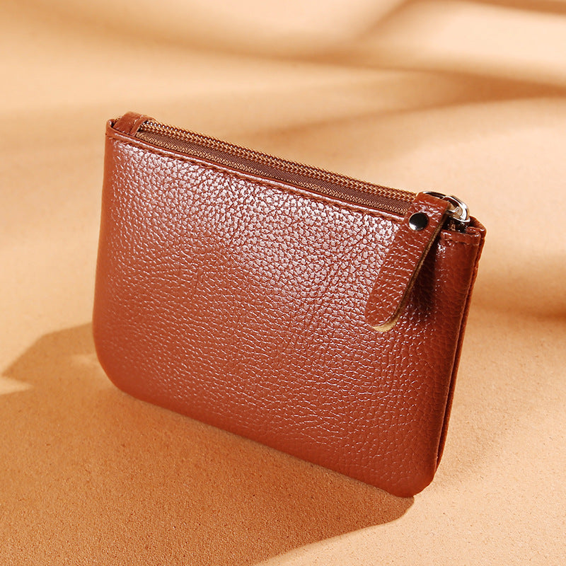 Women's PU Soft Leather Litchi Pattern Shiny Zipper Storage Bag