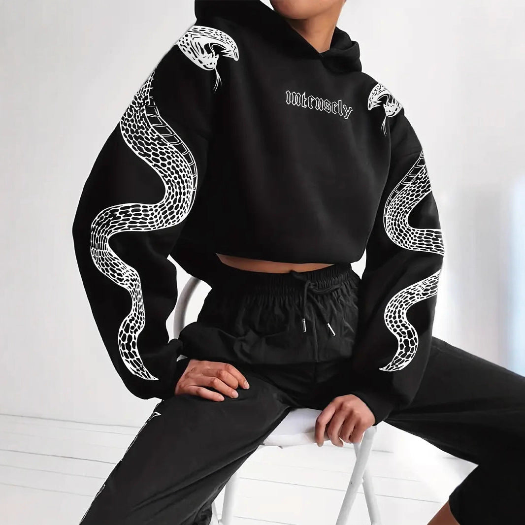 Kvinder Trykt Hættetrøje Løstsiddende Vintage Sweatshirt Top