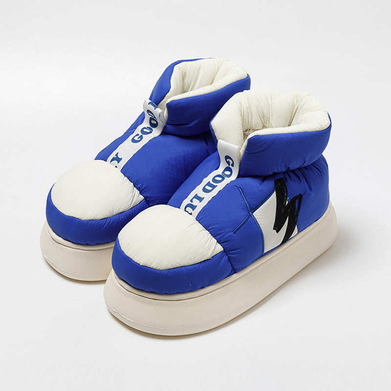 Heel Wrapped Cotton Slippers Women's Plush Warm Thick Soles Are Anti-skid