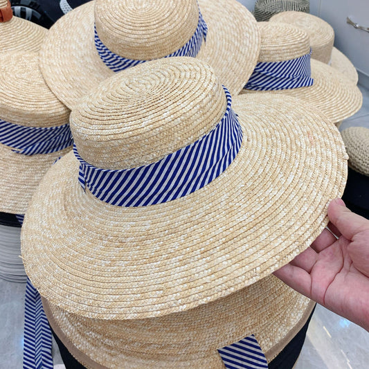 Blue Strappy Beach Spring Summer Seaside Sun Hat