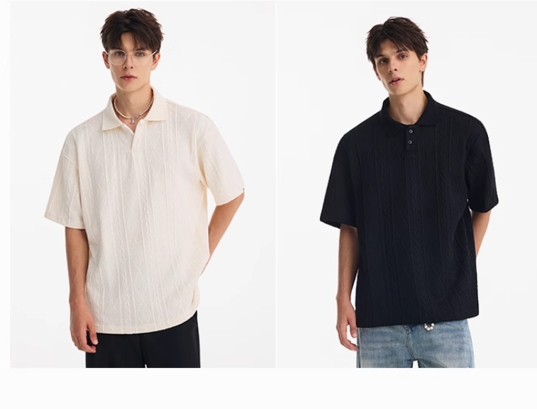 Men's Heavy Texture Knitted Polo Shirt