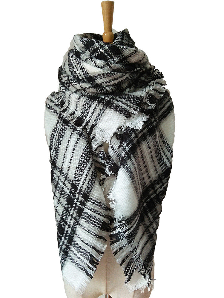 Cashmere-like Double-sided Colorful Plaid Scarf