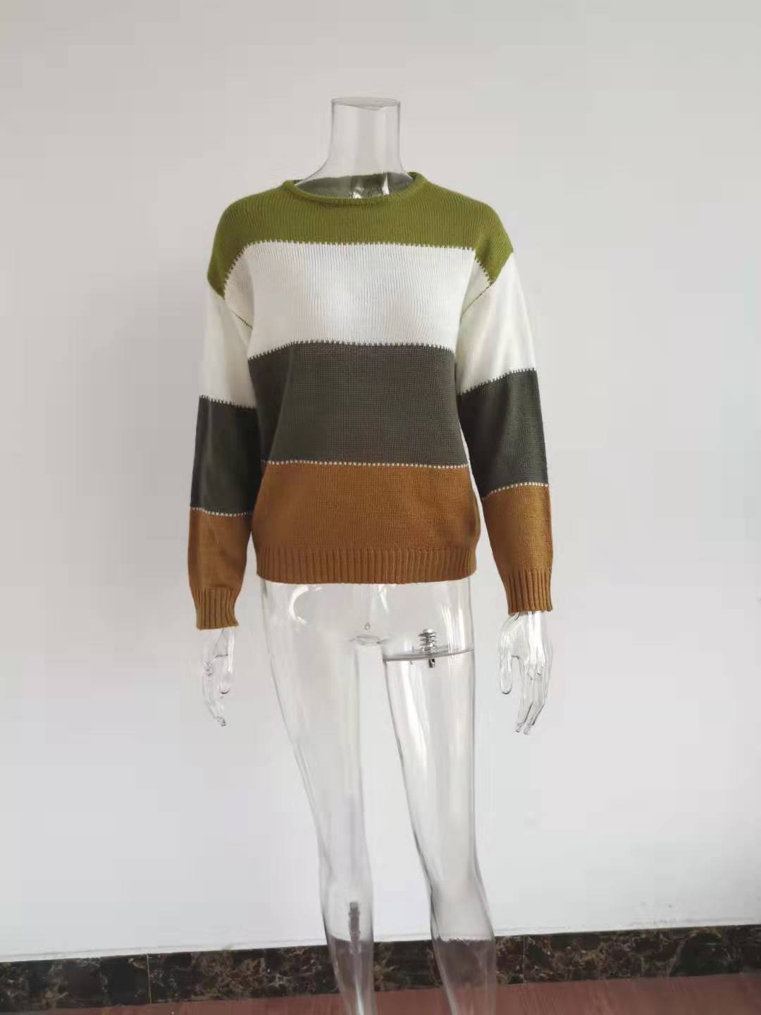 New Fallwinter Womens Long-sleeve Striped Sweater