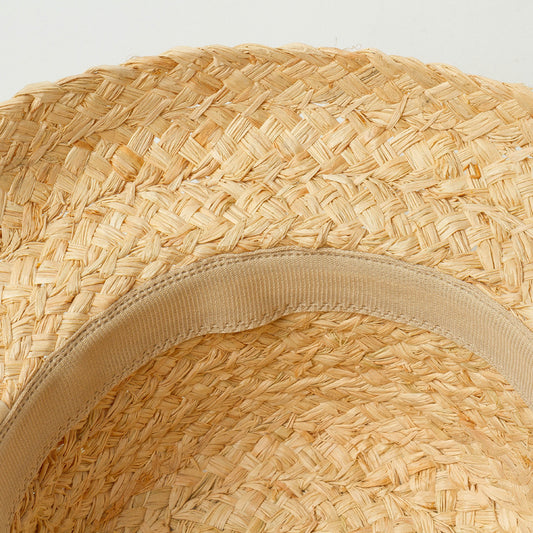 Vintage Flat Top Fold Down Brim Children's Straw Hat